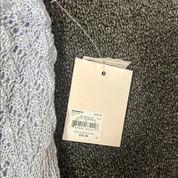 LC Lauren Conrad Baby Blue Sparkle Crocheted Tank Top, 3X - Picture 3 of 6